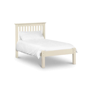 Julian Bowen Barcelona Low Foot End Bed Frame in Stone White – Solid Pine & MDF Wooden Shaker Style Bed with Slatted Base