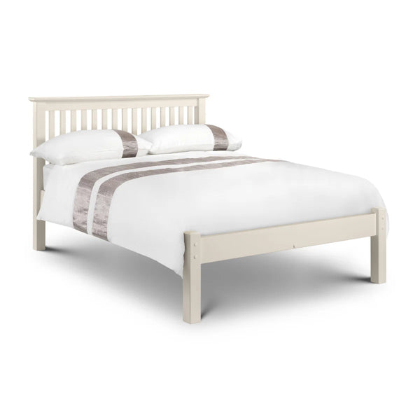 Julian Bowen Barcelona Stone White Shaker Wooden Bed Frame 120cm Small Double with Solid Pine Slatted Base