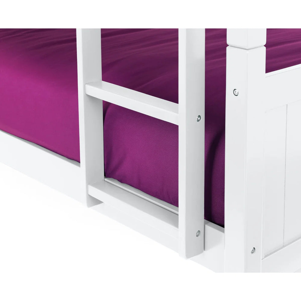 Julian Bowen Bella Wooden Bunk Bed with Panelled Headboards, Safety Rails & Ladder – White, Anthracite or Dove Grey