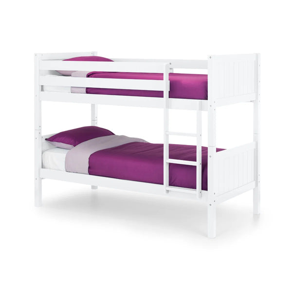 Julian Bowen Bella Wooden Bunk Bed with Panelled Headboards, Safety Rails & Ladder – White, Anthracite or Dove Grey