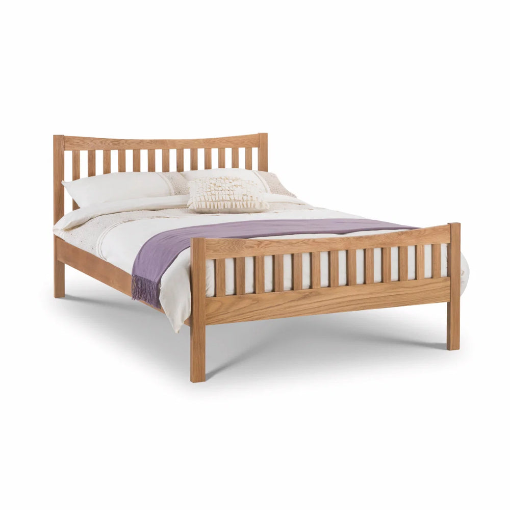 Julian Bowen Bergamo Solid White Oak Bed Frame with Sprung Slatted Base – Double & King Size
