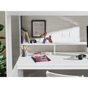 Blaze Gaming High Sleeper Bed Frame with Integrated Desk, Storage Drawers & Shelving – White
