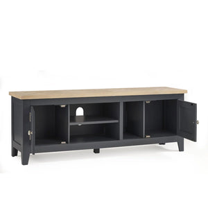 Julian Bowen Bordeaux Dark Grey Parquet TV Unit – Wooden Entertainment Stand with Storage for Living Room