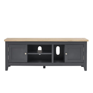 Julian Bowen Bordeaux Dark Grey Parquet TV Unit – Wooden Entertainment Stand with Storage for Living Room