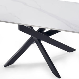 Julian Bowen Bradley Rectangular White Marble Effect Ceramic Top Coffee Table with Black Powder-Coated Steel Spider Legs – Modern Living Room Centre Table (110 x 60 x 45 cm)