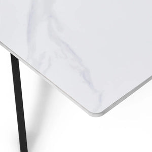 Julian Bowen Bradley Rectangular White Marble Effect Ceramic Top Coffee Table with Black Powder-Coated Steel Spider Legs – Modern Living Room Centre Table (110 x 60 x 45 cm)