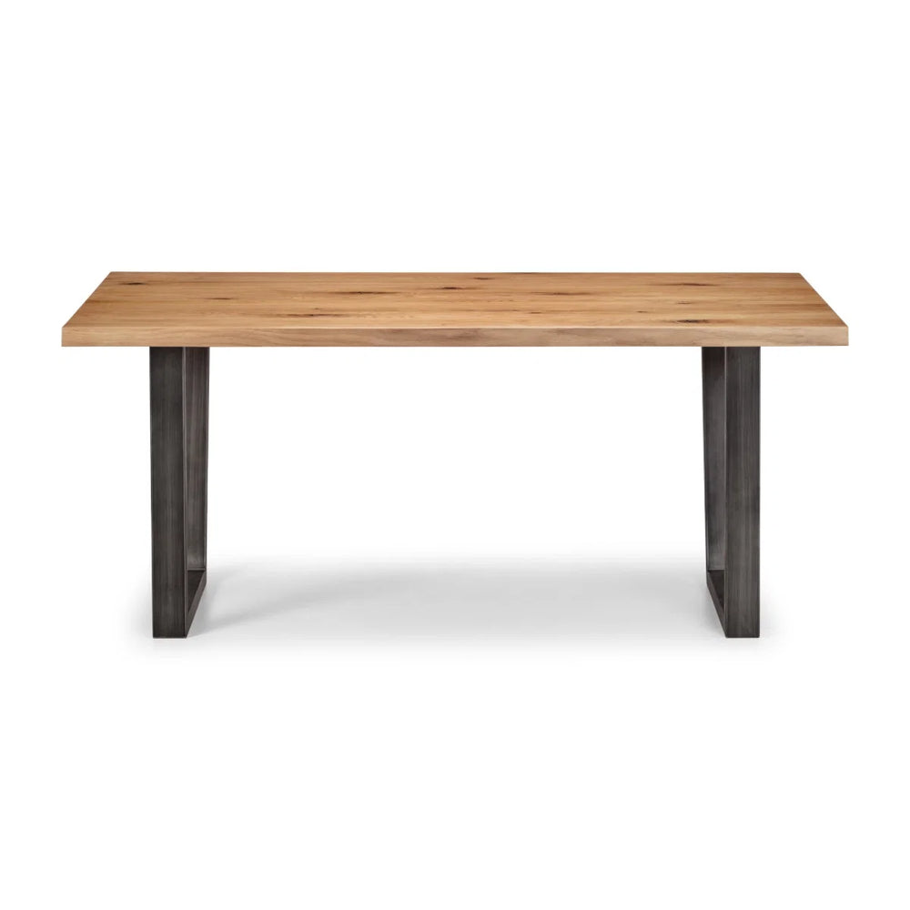 Julian Bowen Brooklyn Solid Oak Dining Table with Industrial Metal Trapeze Legs for 6 Seater Dining Room