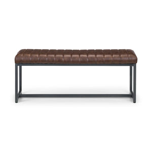 Julian Bowen Brooklyn Industrial Faux Leather 2 Seater Upholstered Dining Bench – Vintage Brown & Gunmetal Frame