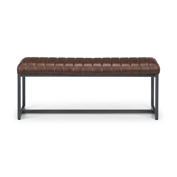 Julian Bowen Brooklyn Industrial Faux Leather 2 Seater Upholstered Dining Bench – Vintage Brown & Gunmetal Frame