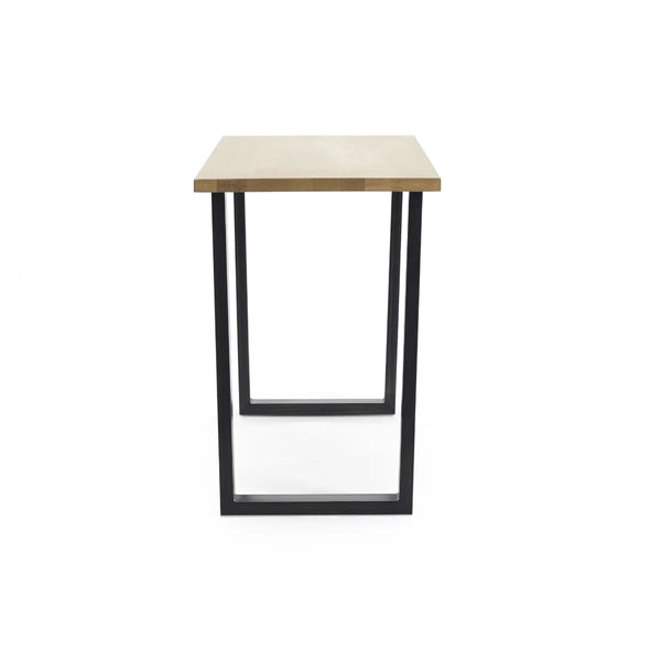 Julian Bowen Brooklyn Solid Oak Industrial Bar Table with Metal Trapeze Legs – Rustic Wooden Breakfast & Pub Table