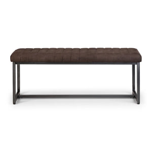 Julian Bowen Brooklyn 2 Seater Upholstered Dining Bench – Charcoal Grey Suede Effect Seat with Industrial Gunmetal Metal Frame for Dining Room, Kitchen & Hallway
