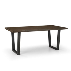 Julian Bowen Brooklyn Solid Oak Industrial Dining Table with Trapeze Metal Legs for 6 – Rustic Dark Oak Finish, 180cm