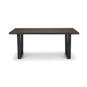 Julian Bowen Brooklyn Solid Oak Industrial Dining Table with Trapeze Metal Legs for 6 – Rustic Dark Oak Finish, 180cm