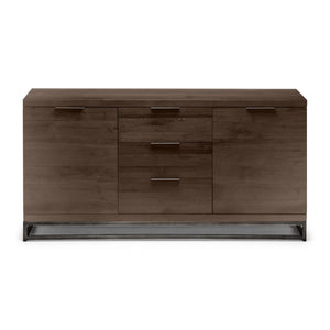 Julian Bowen Brooklyn Solid Oak Industrial Sideboard with 3 Drawers & 2 Door Storage – Dark Oak Finish