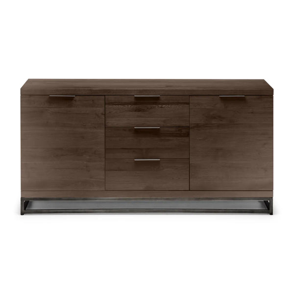 Julian Bowen Brooklyn Solid Oak Industrial Sideboard with 3 Drawers & 2 Door Storage – Dark Oak Finish