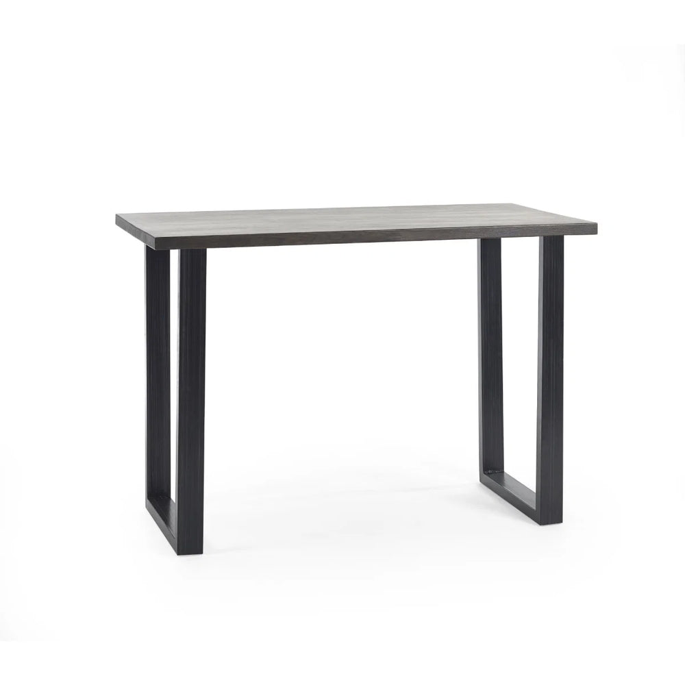 Julian Bowen Brooklyn Solid Oak Industrial Bar Table with Dark Oak Finish & Metal Trapeze Legs