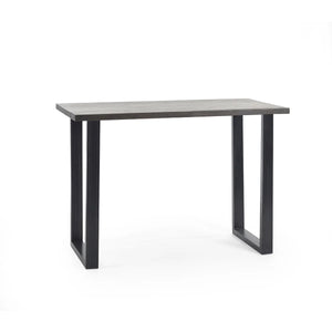 Julian Bowen Brooklyn Solid Oak Industrial Bar Table with Dark Oak Finish & Metal Trapeze Legs