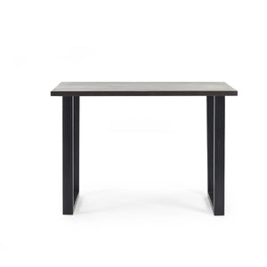 Julian Bowen Brooklyn Solid Oak Industrial Bar Table with Dark Oak Finish & Metal Trapeze Legs