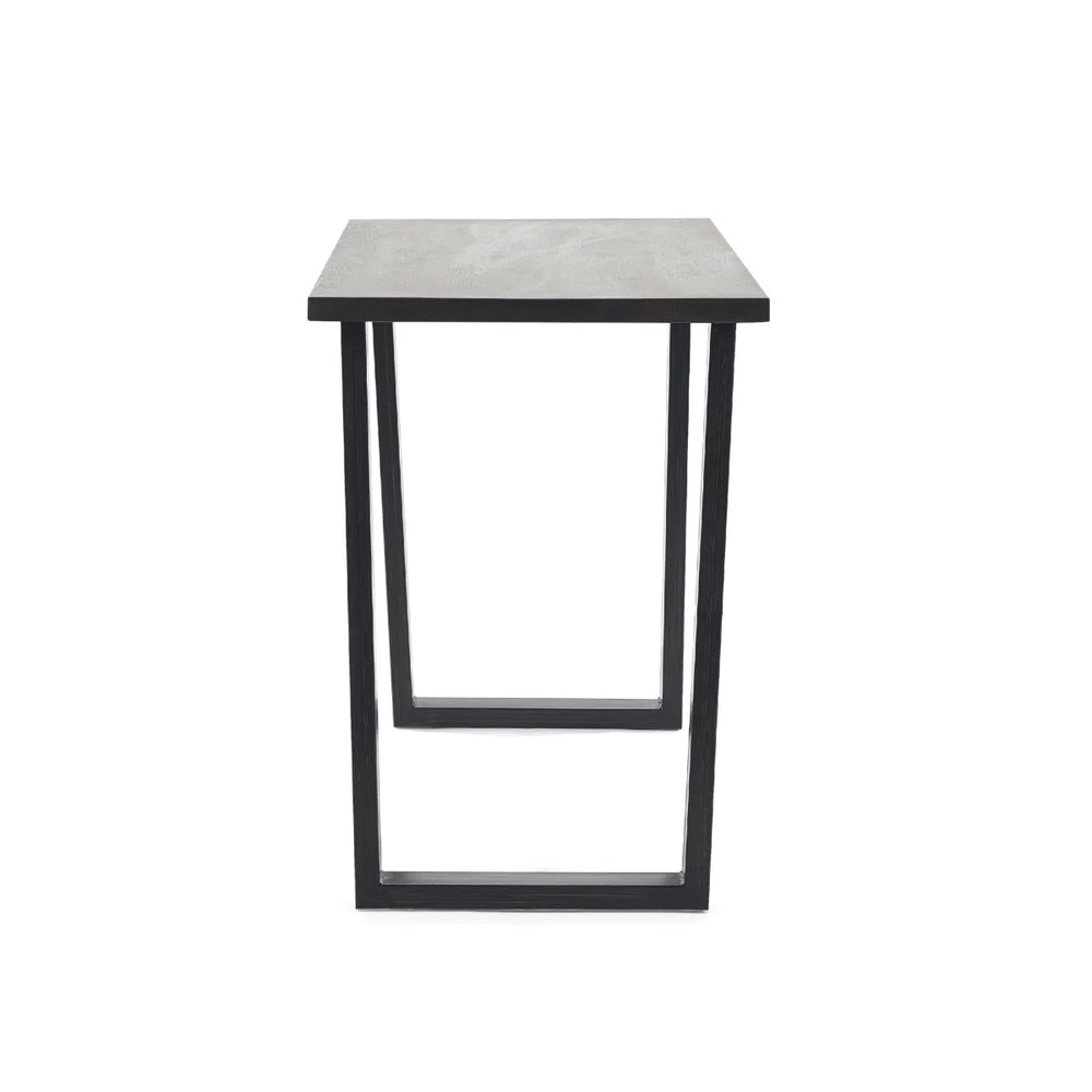 Julian Bowen Brooklyn Solid Oak Industrial Bar Table with Dark Oak Finish & Metal Trapeze Legs