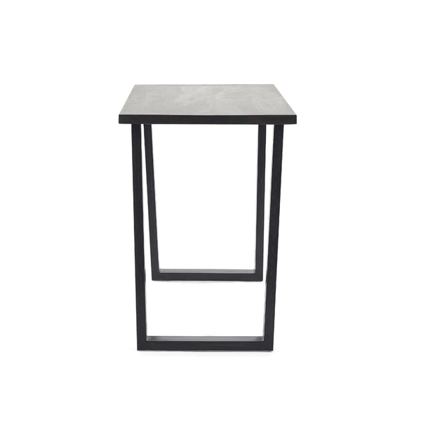 Julian Bowen Brooklyn Solid Oak Industrial Bar Table with Dark Oak Finish & Metal Trapeze Legs