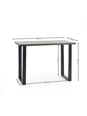 Julian Bowen Brooklyn Solid Oak Industrial Bar Table with Dark Oak Finish & Metal Trapeze Legs