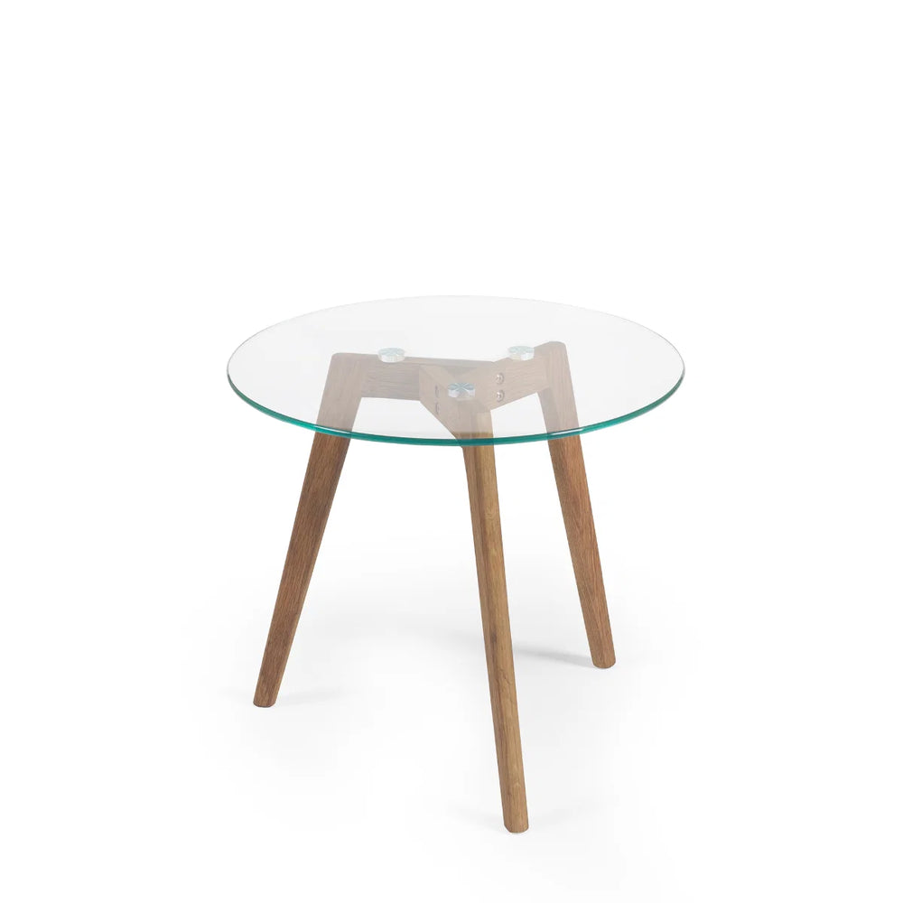 Julian Bowen Bryant Nest of 2 Round Glass Side Tables with Solid Oak Tripod Base