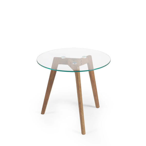 Julian Bowen Bryant Nest of 2 Round Glass Side Tables with Solid Oak Tripod Base
