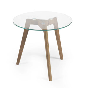 Julian Bowen Bryant Nest of 2 Round Glass Side Tables with Solid Oak Tripod Base
