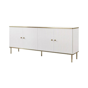 Maison White & Gold 4-Door Wide Sideboard – Elegant Storage Cabinet with Gold Accents, 182cm Wide - My Store