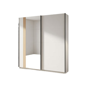 Granada Cashmere & Artisan Oak Effect Sliding Door Wardrobe with Mirror, 2 Hanging Rails & 2 Shelves – 220cm Wide, Modern Bedroom Storage