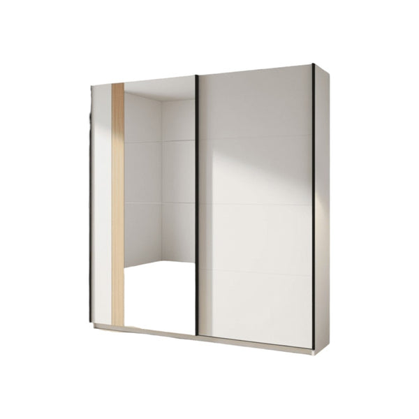 Granada Cashmere & Artisan Oak Effect Sliding Door Wardrobe with Mirror, 2 Hanging Rails & 2 Shelves – 220cm Wide, Modern Bedroom Storage