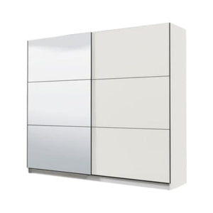 Valentina White 220cm 2-Door Sliding Wardrobe with Mirror – Modern Bedroom Storage, Flat Pack - My Store