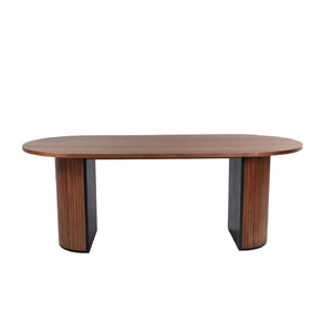 Bianca Oval Dining Table | Walnut Finish, Modern Ribbed Base