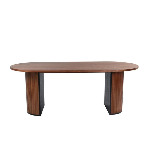 Bianca Oval Dining Table | Walnut Finish, Modern Ribbed Base