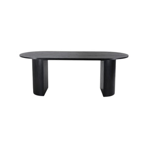 Bianca Oval Dining Table | Walnut Finish, Modern Ribbed Base( Black)