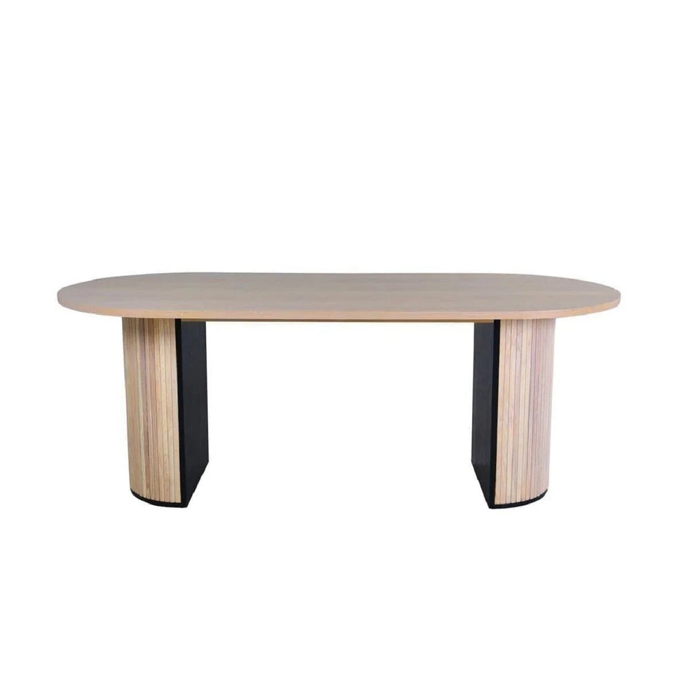 Bianca Oval Dining Table 200x90cm | White Wash Modern Ribbed Design