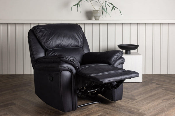 Saranda Black Recliner Armchair | Microfiber Upholstery, Adjustable Back & Footrest