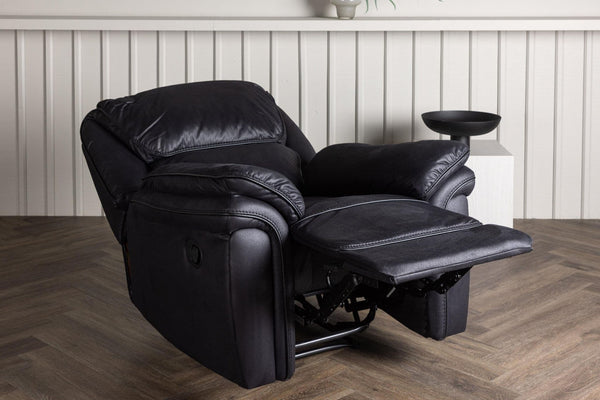 Saranda Black Recliner Armchair | Microfiber Upholstery, Adjustable Back & Footrest