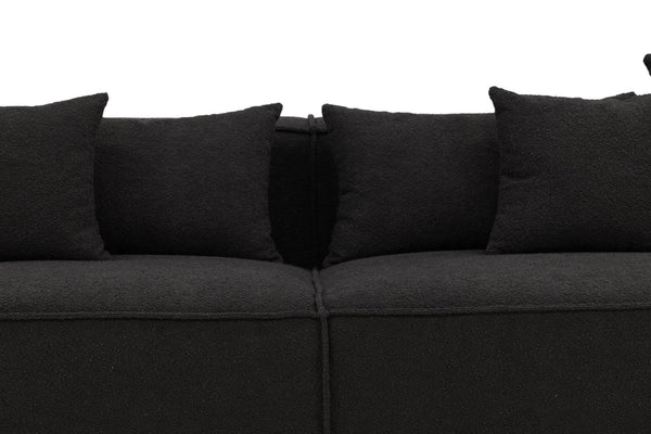 Gillholmen Black Bouclé Armchair | Nordic Crescent Chair | Modern Minimalist Living Room Accent