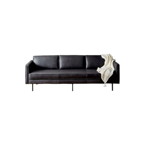 Barbican Real Leather Sofa Set – 2 Seater & 3 Seater Couch | Contemporary Cowhide Leather Living Room Sofa with High-Density Foam Cushions & Steel Frame