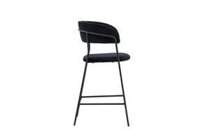 Lui Bar Chair Set of 2 | Black Velvet Upholstery with Steel Legs, Modern Bar Stools