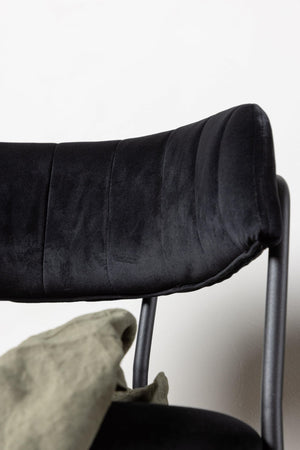 Lui Bar Chair Set of 2 | Black Velvet Upholstery with Steel Legs, Modern Bar Stools