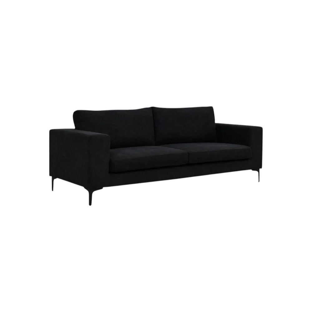 Bolero 2–3 Seater Sofa, Black Fabric | Elegant Scandinavian Design with Wide Armrests