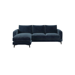 Bluebell Classic Chaise Sofa with wooden legs and feather cushions in traditional living room setting