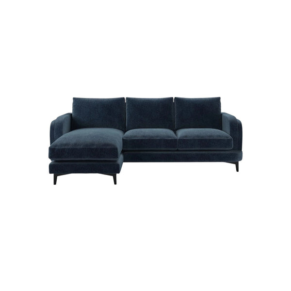 Bluebell Classic Chaise Sofa with wooden legs and feather cushions in traditional living room setting
