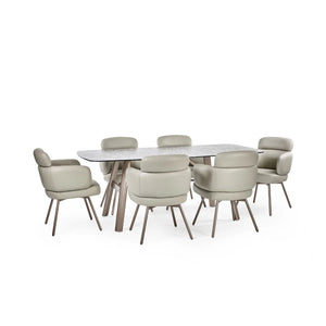 Callisto Smoked Bubble Glass Dining Table with Brushed Bronze Metal Legs – Seats 6 – 200cm