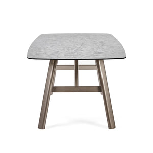 Callisto Smoked Bubble Glass Dining Table with Brushed Bronze Metal Legs – Seats 6 – 200cm