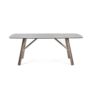 Callisto Smoked Bubble Glass Dining Table with Brushed Bronze Metal Legs – Seats 6 – 200cm