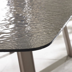 Callisto Smoked Bubble Glass Dining Table with Brushed Bronze Metal Legs – Seats 6 – 200cm