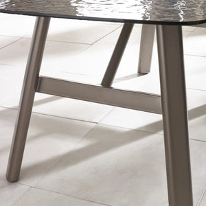 Callisto Smoked Bubble Glass Dining Table with Brushed Bronze Metal Legs – Seats 6 – 200cm